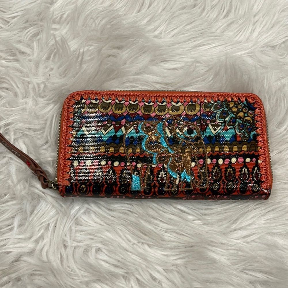 Sakroots Elephant Print Zip Around Wallet